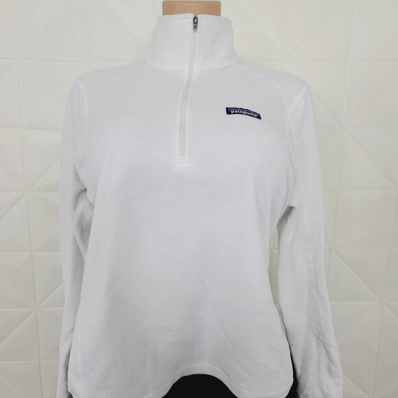Patagonia Women's White Micro D 1/4 Zip Fleece Pullover Sweater Size M - Picture 5 of 9